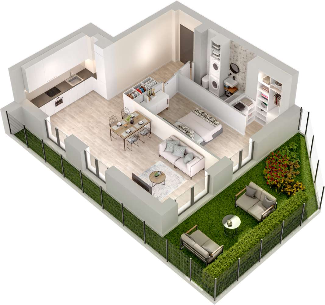 1.M.12 | 54,56 m² | 2 pokoje z ogródkiem | Krzyki- Gaj