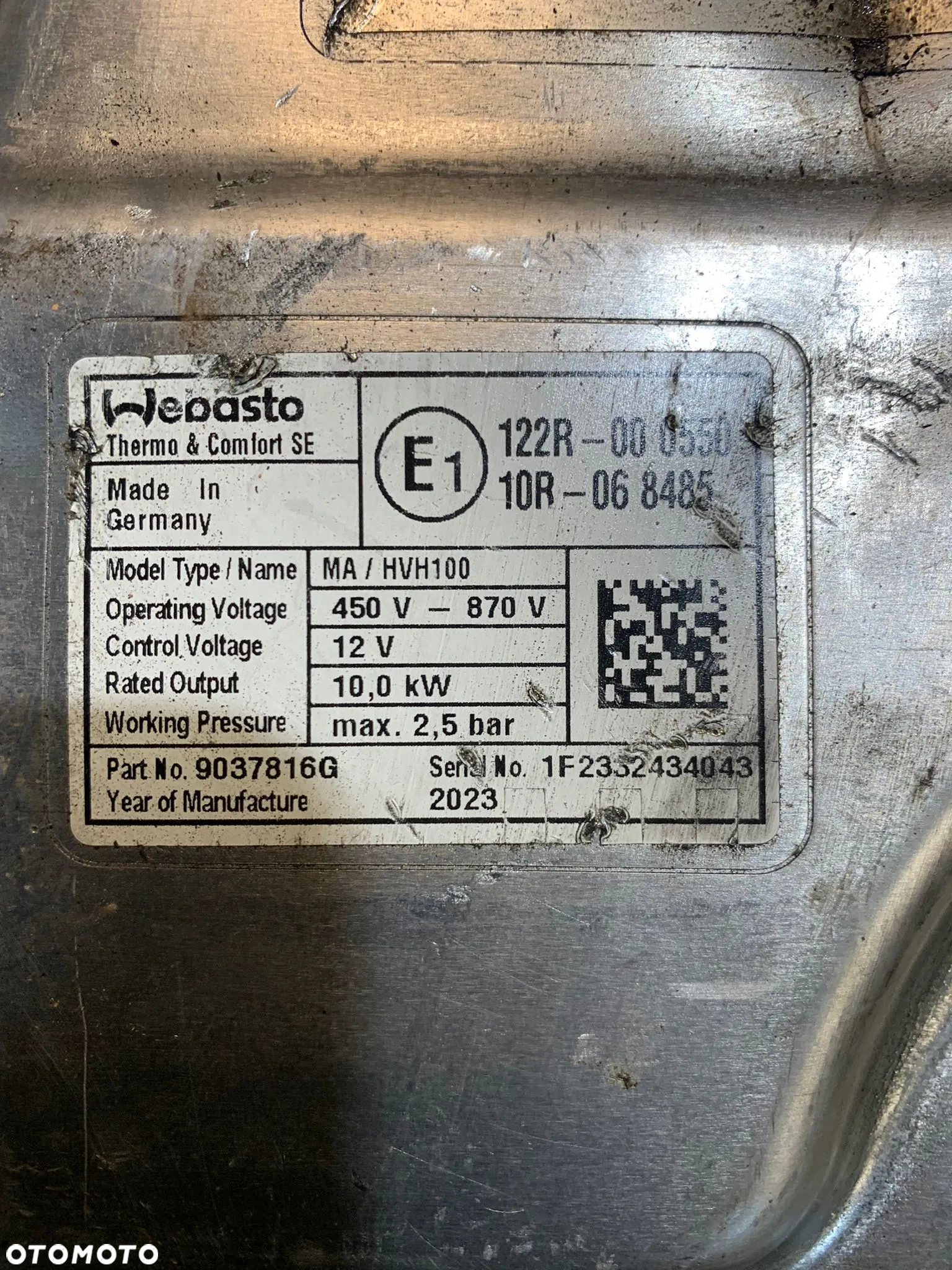 Moduł grzewczy ogrzewanie postojowe WEBASTO 9J1963507E Porsche Taycan 9J1  12V MA/HVH100 - 3