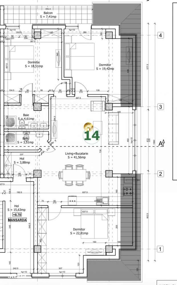 Apartament 4 Camere 110mp + Balcon - Penthouse - Otopeni - Imagine principală: 2/19
