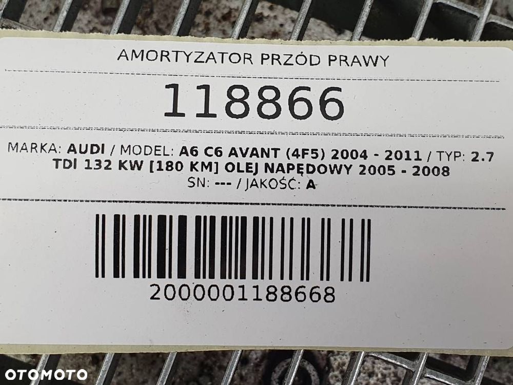 AMORTYZATOR ZAWIESZNIE PRZÓD PRZEDNIE PRAWE AUDI A6 C6 2.7 TDI 4F0413031AL - 9