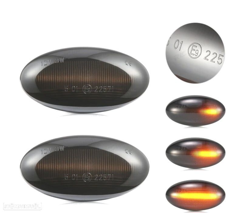 PISCAS LATERAIS DINAMICOS LED ESCURECIDOS PARA PEUGEOT 307 206 407 107 607 1007 CITROEN C1 C2 C3 C5 - 1