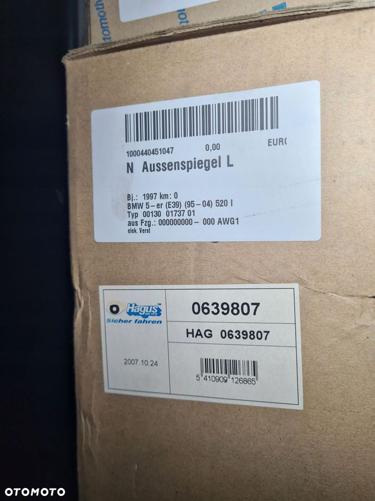 lusterko zewnętrzne lewe 0639807 bmw serii 5 e39 - 2