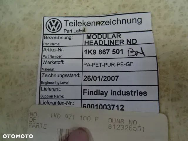 PODSUFITKA PODSUFITÓWKA VW GOLF V KOMBI NR204 - 6