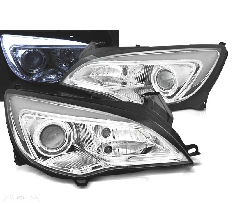 CONJUNTO DE FARÓIS OPEL ASTRA J 10-15 TUBE LIGHT DRL LUZ DIURNA CROMADO - 1