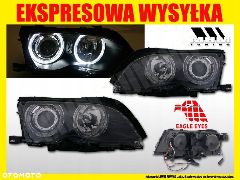 Reflektory Lampy kpl Ringi Led Soczewka Tuning Black Bmw 3 E46 Lift Lci 01- - 2
