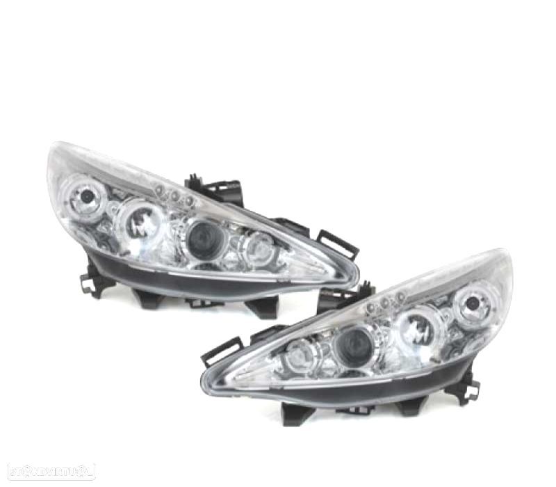 FARÓIS ANGEL EYES PEUGEOT 207 06-09 FUNDO CROMADO - 3