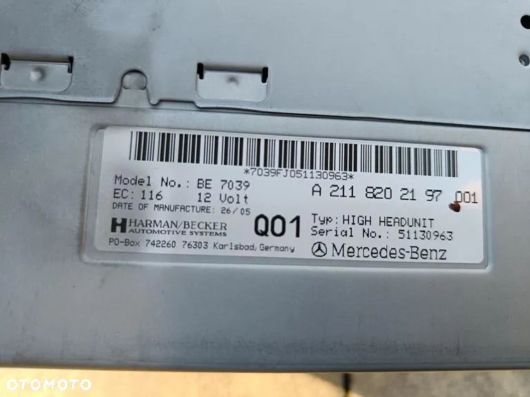 MERCEDES W211 W219 NAVI RADIO COMAND IGŁA NTG1 BE 7039 - 11