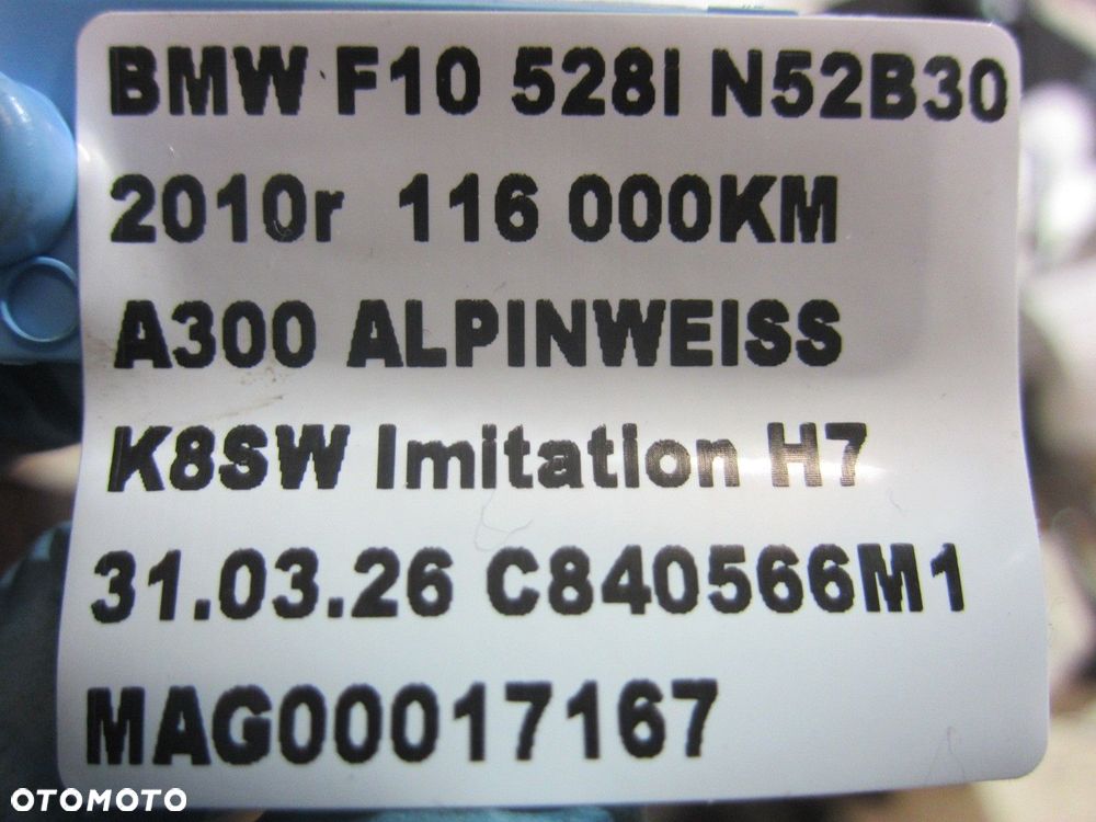 BMW F10 F01 F07 F11 F13 528I N52 MISKA OLEJOWA MISA 11137556663 7556663 X - 8