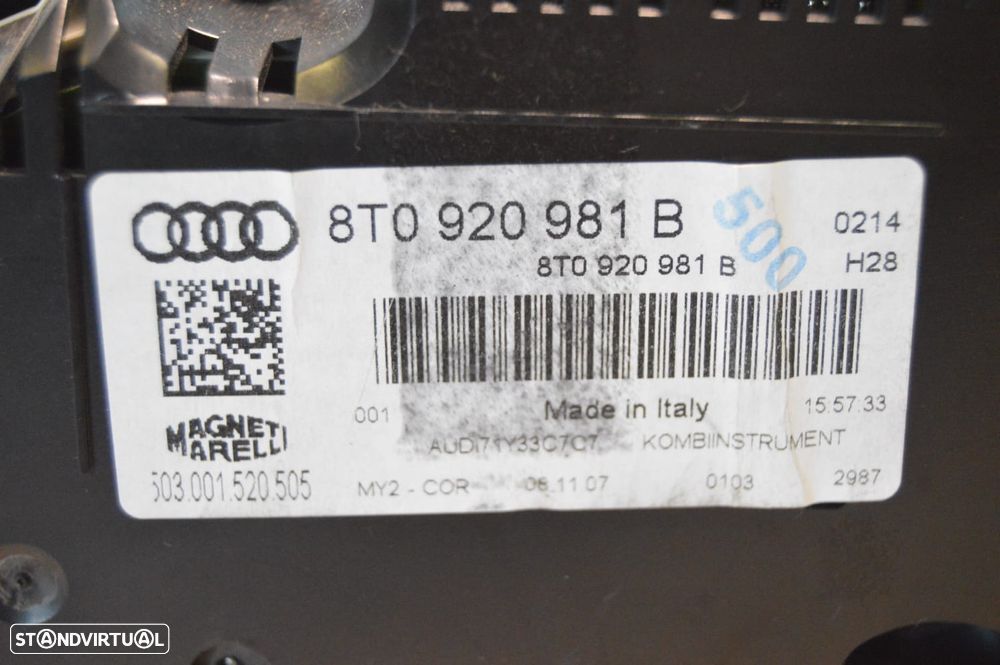 QUADRANTE MOSTRADOR MPH PAINEL INSTRUMENTOS MAGNETI MARELLI AUDI 8T0920981B 8T0920981 503001520505 AUDI A5 8T3 8TA 3.0 TDI QUATTRO V6 245CV CDU CDUD A4 B8 4K - 7