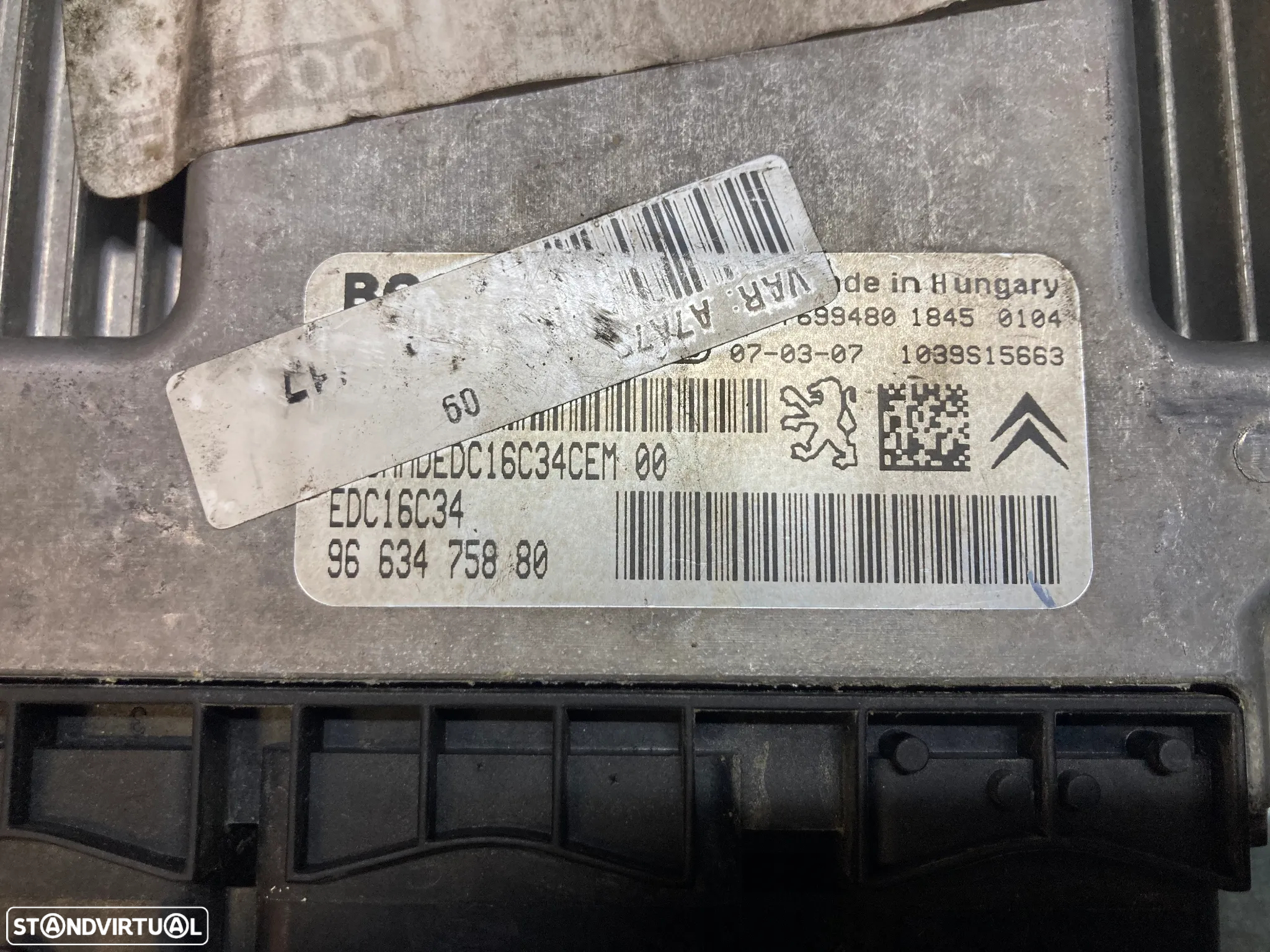 CONJUNTO IMOBILIZADOR (CENTRALINA + BSI + ANEL CHAVE + CHIP) PEUGEOT 207 1.4HDI 9663475880 9659285380 - 3
