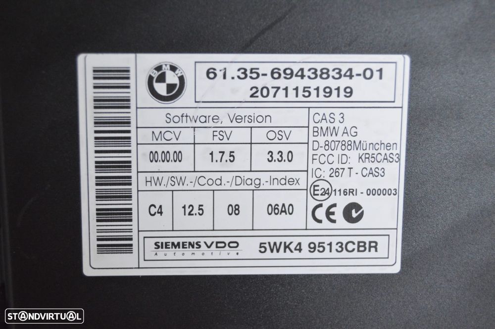 CENTRALINA MODULO CONFORT CAS MINI COOPER R56 6135694383401 61356943834 694383401 6943834 5WK4 9513CBR 5WK49513CBR SIEMENS VDO R55 R55 LCI CLUBMAN R56 LCI R57 R57 LCI CABRIO R58 COUPE R59 ROADSTER R60 COUNTRYMAN R61 PACEMAN SERIE 1 E81 E82 E87 E87 LCI E88 SERIE3 E90 E90 LCI E91 E91 LCI E92 E93 SERIE 5 E60 E60 LCI E61 E61 LCI SERIE 6 E63 E63 LCI E64 E64 LCI X1 E84 Z4 E89 - 4