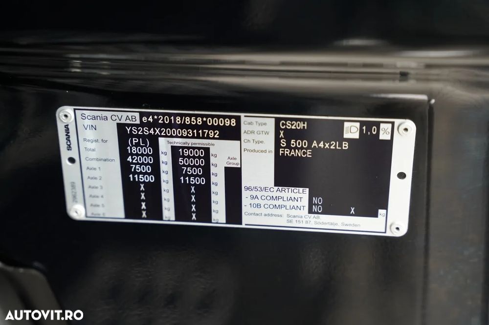 Scania S 500 / RETARDER / PLATĂ JOSĂ / MEGA / REZERVORE DE COMBUSTIBIL 1.400 L / I-PARK COOL / DUPĂ CONTRACT DE SERVICE GOLD / - 38