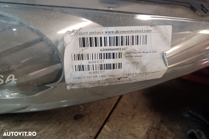 Far stanga 9655764380 Peugeot 307 1 [2001 - 2005] Hatchback 5-usi 1.4 - 6