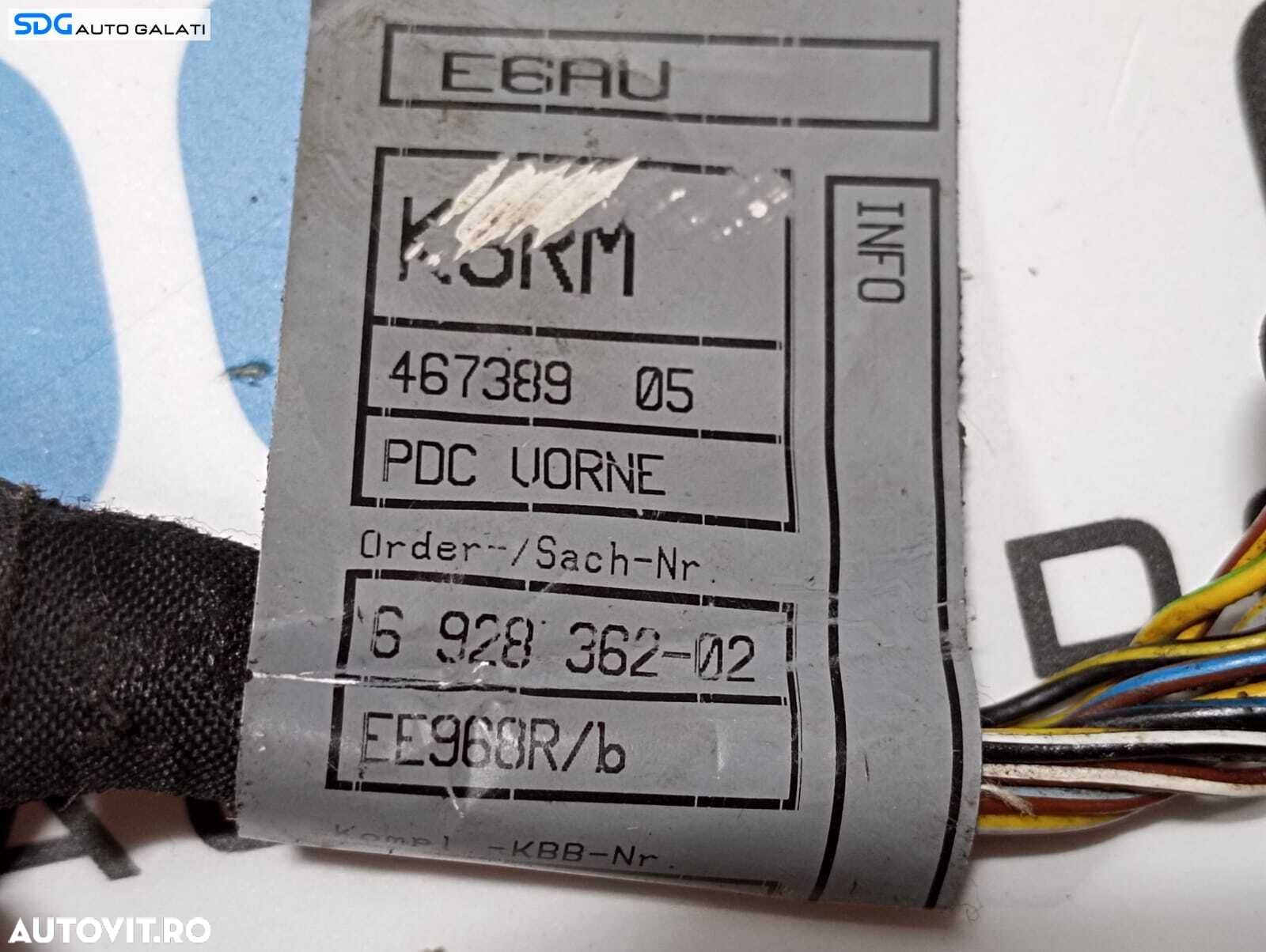 Cablaj Instalatie Electrica Pentru Senzori Parcare Fata BMW Seria 5 E60 E61 2003 - 2010 Cod 6928362-02 [M6707] - 5