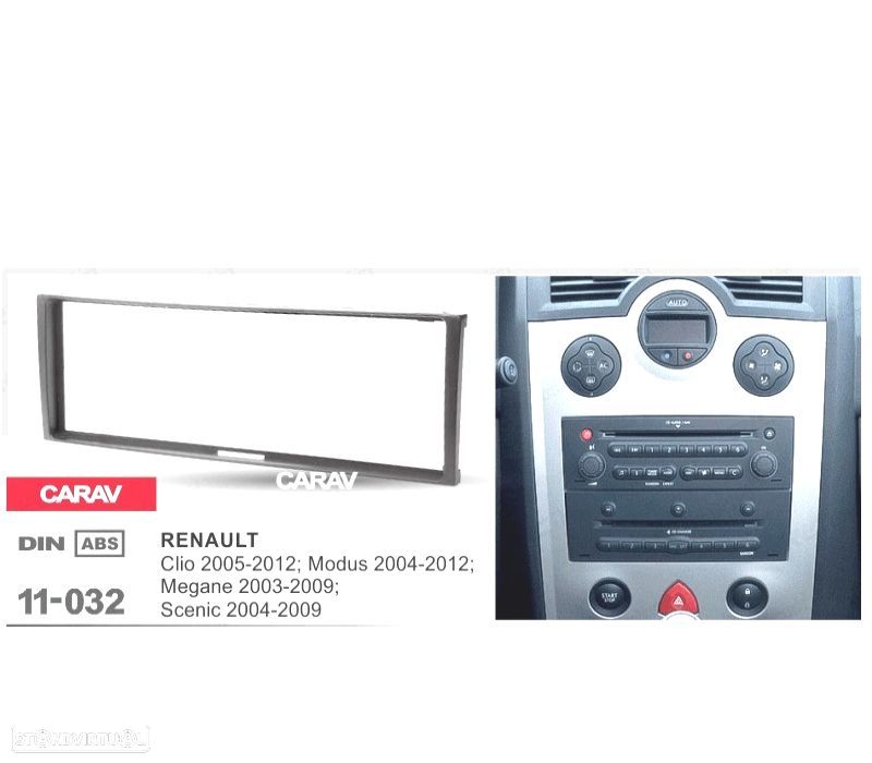MOLDURA ADAPTADOR PRETO PARA RADIO 1-DIN PARA RENAULT CLIO MODUS MEGANE SCENIC - 3