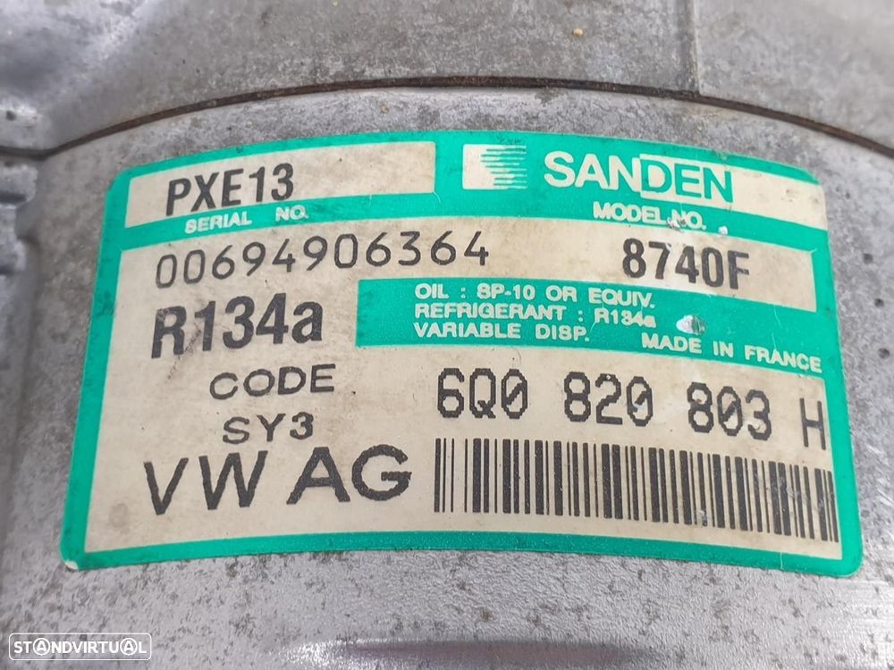 COMPRESSOR AR CONDICIONADO VOLKSWAGEN POLO 2003 -6Q0820803H - 7