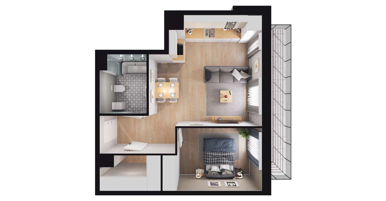 2-pokojowe mieszkanie 46m2 + balkon Bez Prowizji - Pełny obrazek: 2/14