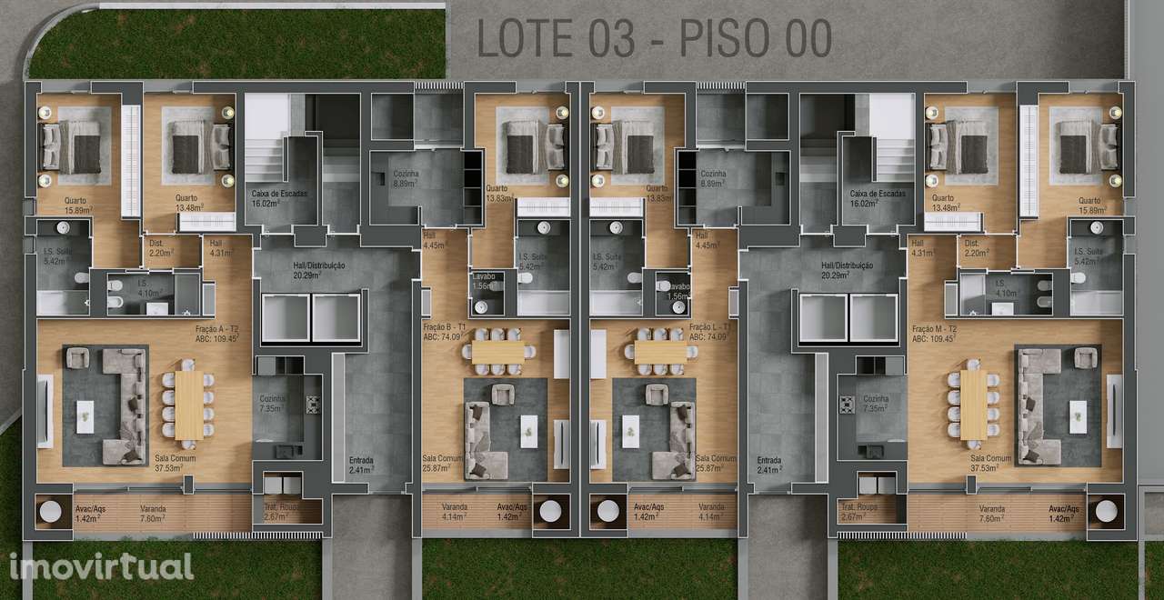 Apartamento T1 em planta - Grande imagem: 4/5