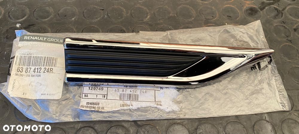 RENAULT TALISMAN NOWA ! ORYGINALNA ! LISTWA DEKOR EMBLEMAT OSŁONA NAKŁADKA ZAŚLEPKA MASKOWNICA BŁOTNIKA PRZEDNIEGO PRAWEGO PRAWA NA BŁOTNIK PRZEDNI PRAWY listewka  prawa w błotnik prawy przód - 1