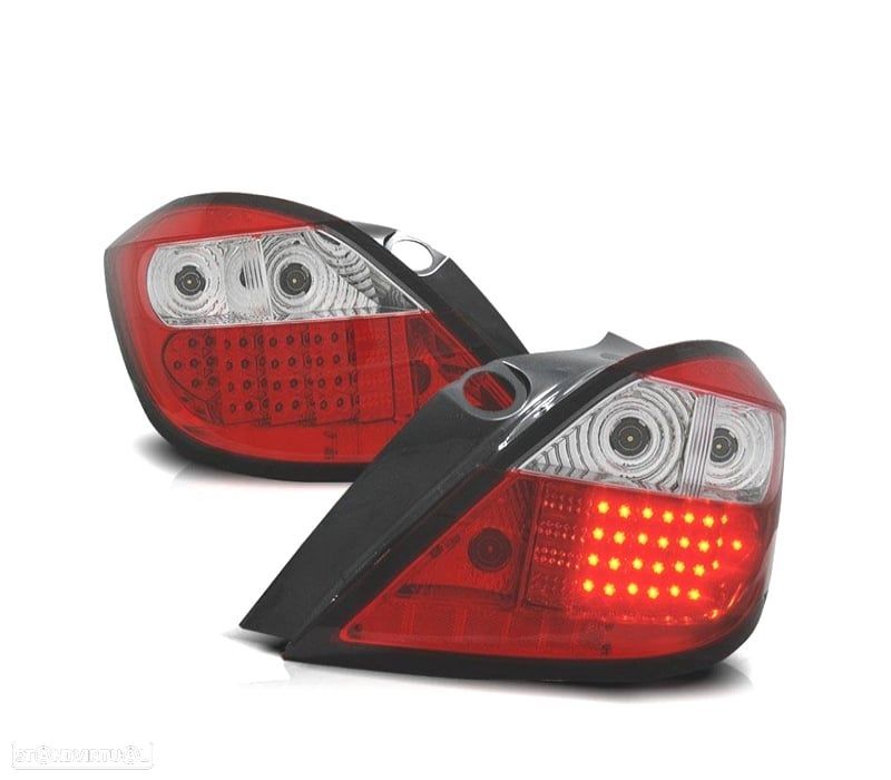 FAROLINS TRASEIROS PARA OPEL ASTRA H 04-09 LED FUNDO VERMELHO CROMADO - 1
