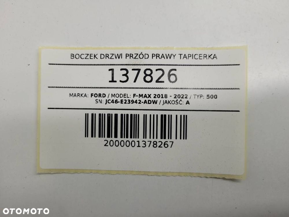 BOCZEK DRZWI PRZÓD PRAWY TAPICERKA FORD F-MAX EU JC46-E23942 - 10