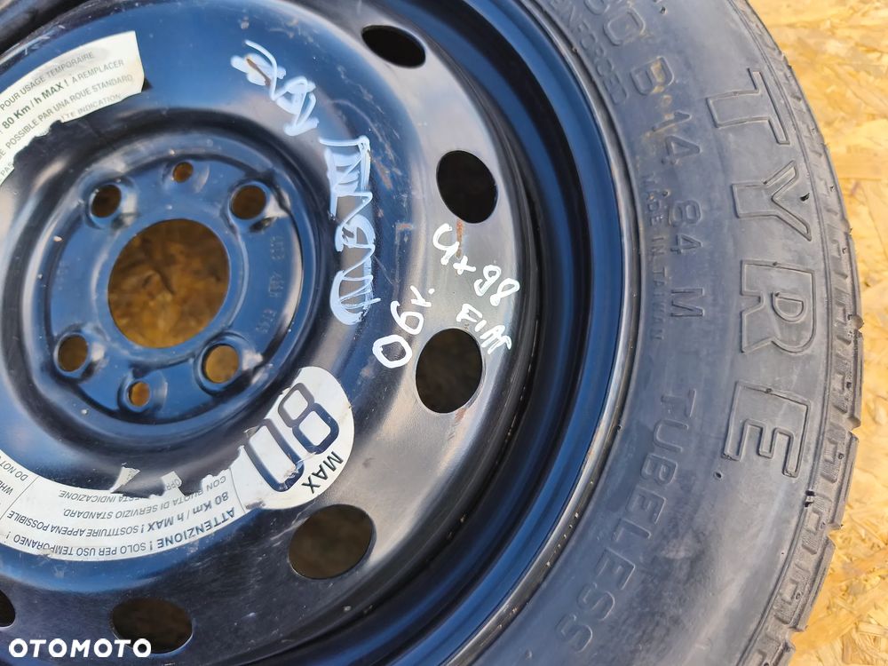 KOŁO DOJAZDOWE ZAPASOWE 135/80B14 4X98 14 CALI DO FIAT 500 PUNTO - 2