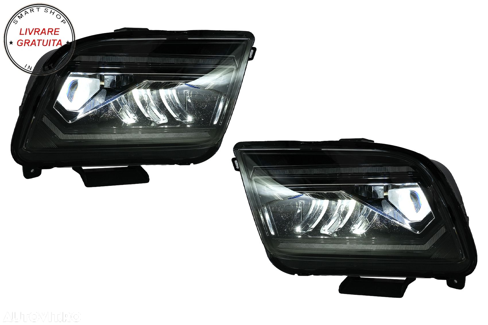 Faruri Full LED Ford Mustang V Pre-Facelift (2005-2009) Negru cu Semnal Dinamic Se- livrare gratuita - 10