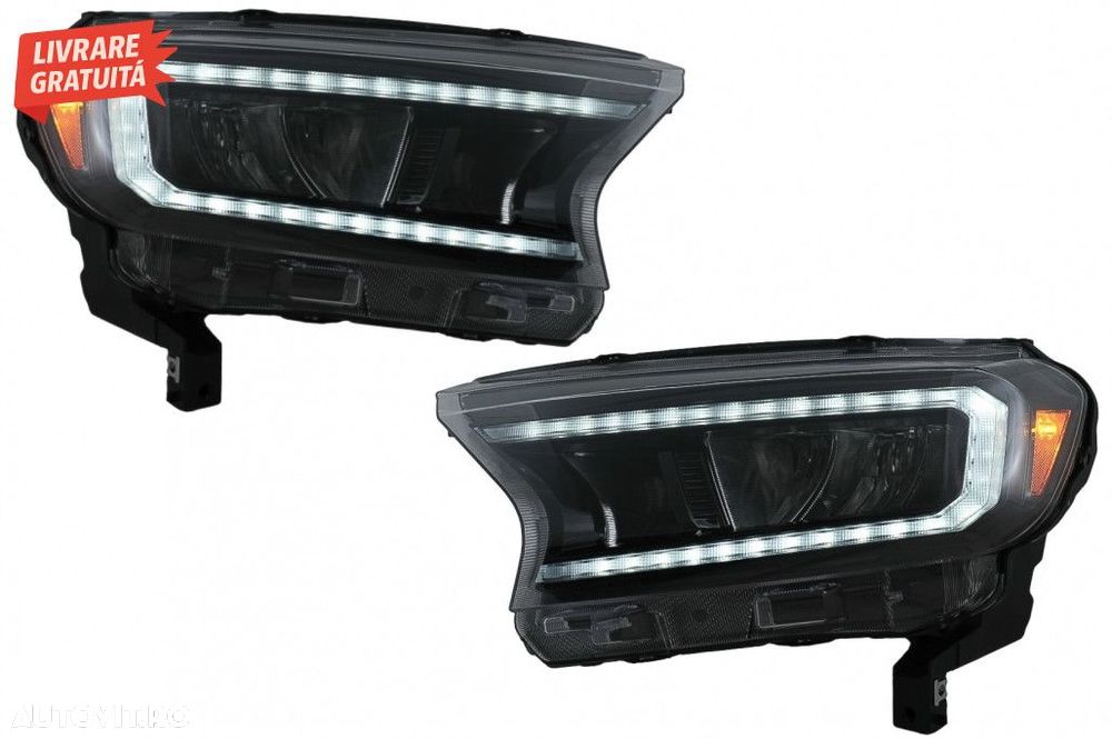 Faruri LED Light Bar Ford Ranger (2015-2020) LHD Negru cu Semnal Dinam - 1