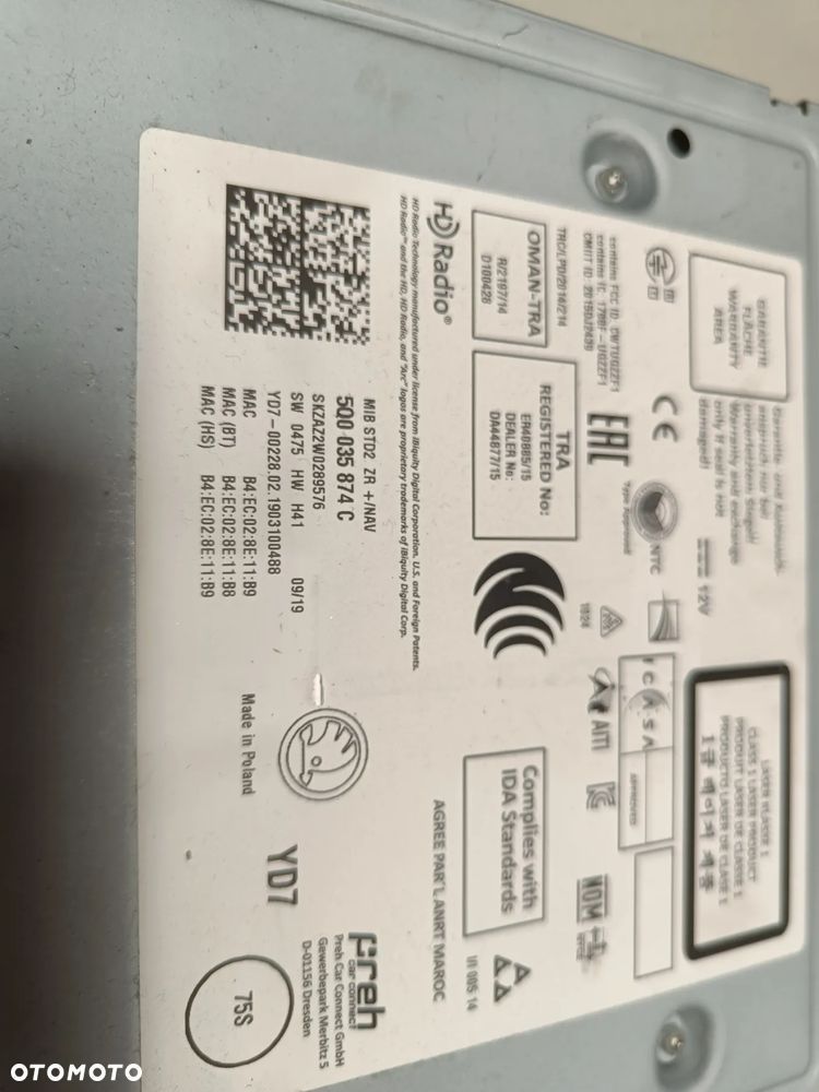 Czytnik kart nawigacji Stacja Skoda Karoq Kodiaq Octavia 3 Fabia III Superb Radio Nawigacja Navi 5Q0035874C - 2