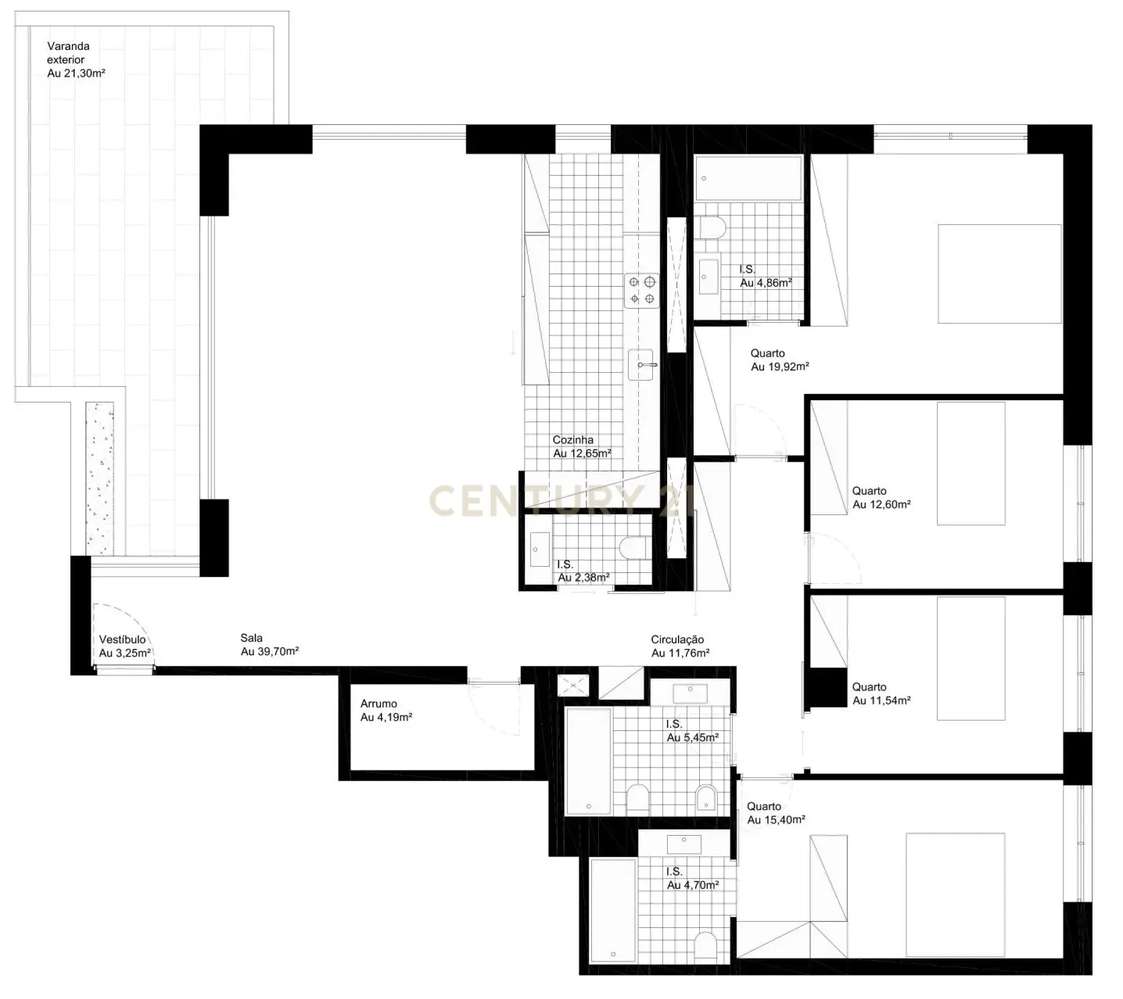 Apartamento T4 com varanda num condomínio fechado, Ocean Terrace, em L - Grande imagem: 2/4