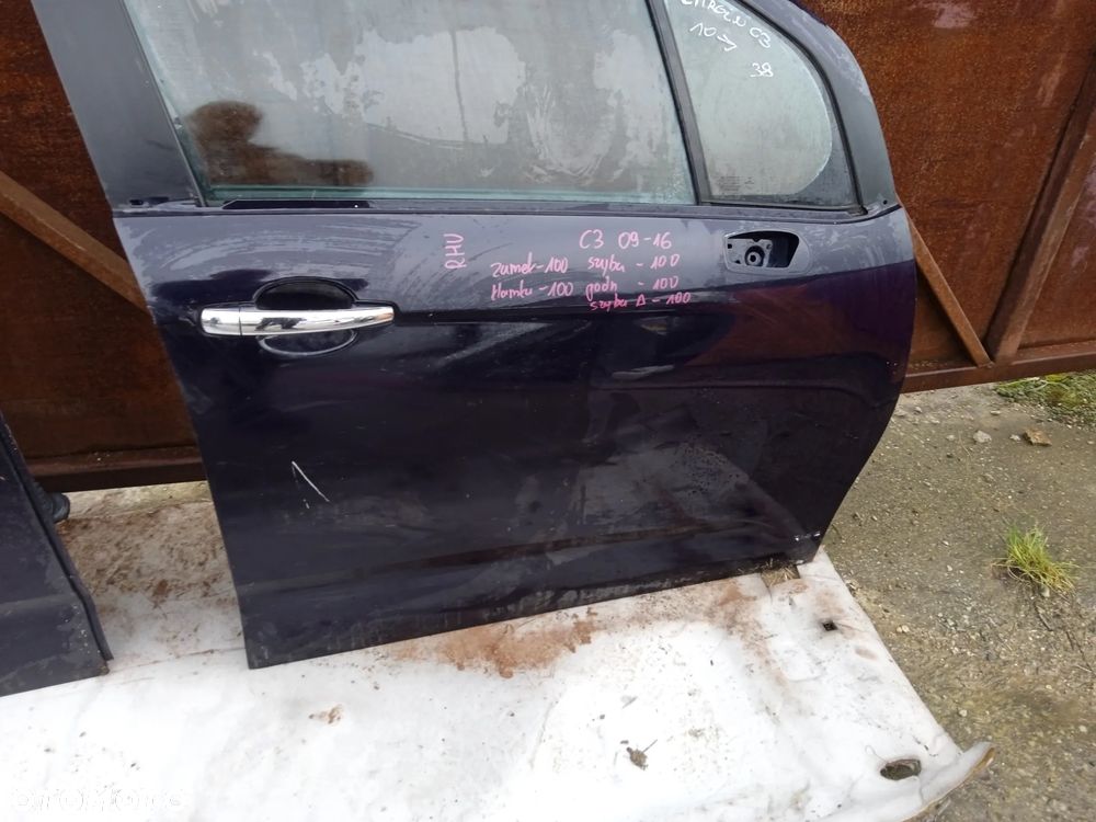 DRZWI PRAWE PRZEDNIE CITROEN C3 09-16 ZAMEK KLAMKA SZYBA PODNOŚNIK EL. KOD KOLORU RHU - 3