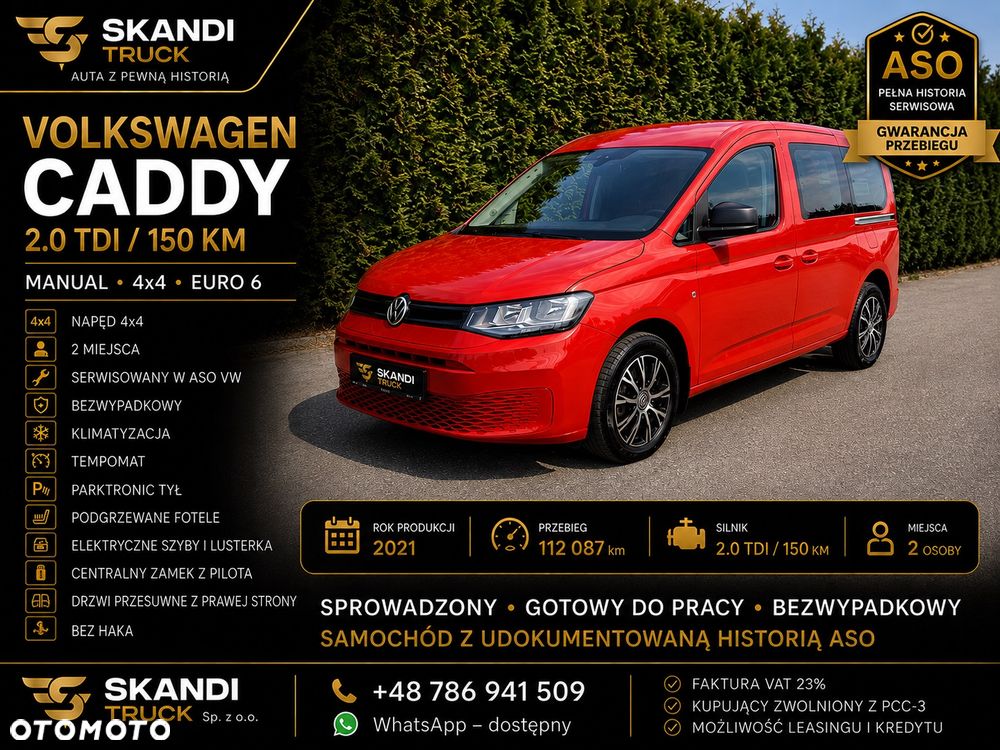 Volkswagen CADDY/2.0/4X4/ SPROWADZONY na/1 WŁ/FV23%/SERWISOWANY/VW/FORD/OPEL/CITROEN - 2
