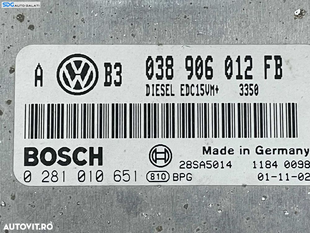 Kit Pornire ECU Calculator Motor Bosch Ceas Ceasuri Instrumente Bord Chei Cheie CIP Imobilzator Volkswagen Bora 1.9 TDI 1998 - 2005 Cod 038906012FB 0281010651 1J5920806G [LR0215] [LR0216] - 3