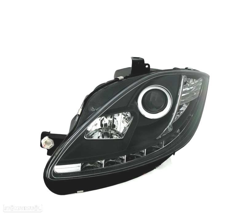 FARÓIS SEAT LEON ALTEA 09-12 TRU DRL LUZ DIURNA REAL FUNDO PRETO - 2