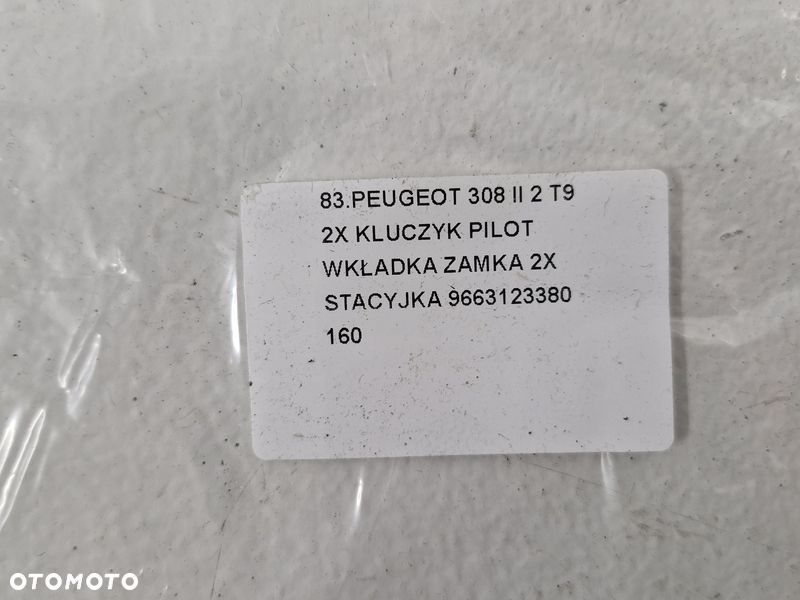 PEUGEOT 308 2 II T9 STACYJKA 2X KLUCZYK PILOT WKŁADKA ZAMKA 9663123380 - 9