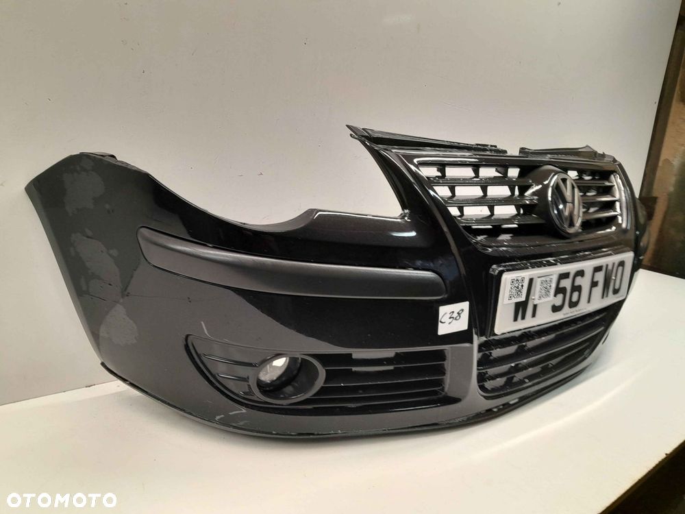 ^ ZDERZAK PRZÓD PRZEDNI VW VOLKSWAGEN POLO 9N3 LIFT FL LC9Z CZARNY HALOGENY - 2