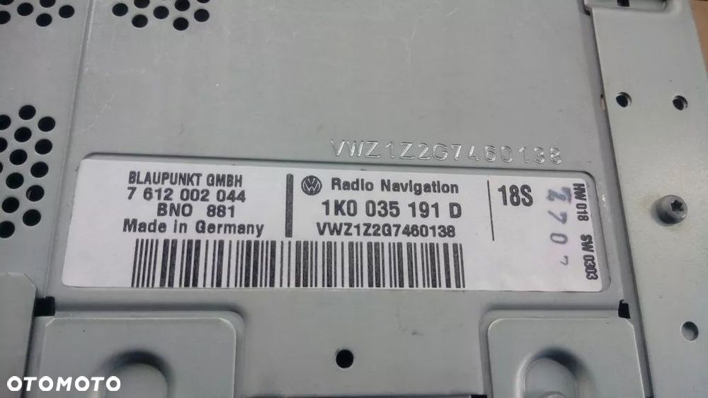 RADIO CD MP3 VW GOLF V 1K0035191D - 7