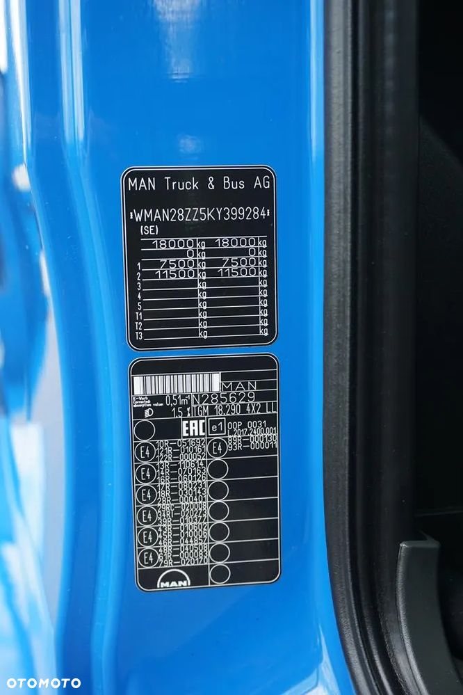 MAN TGM / 18.290  / SKRZYNIOWY + HDS + WINDA / PALFINGER PK 12002 / WYSIĘG 10 M - 11