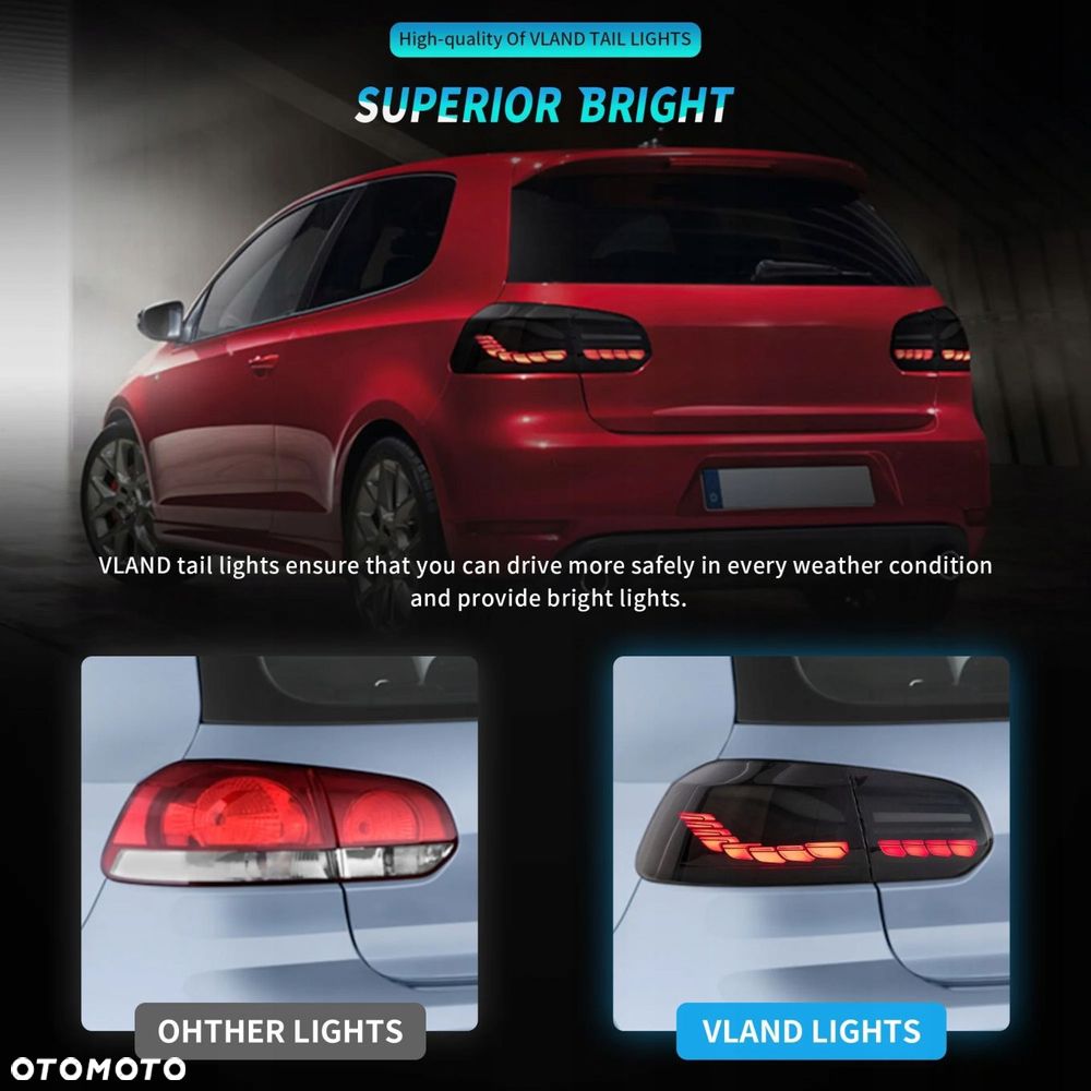 Lampy tylne kpl Vland Full Led Oled GTS Tuning Black VW Golf VI 6 5k0 2008- - 12