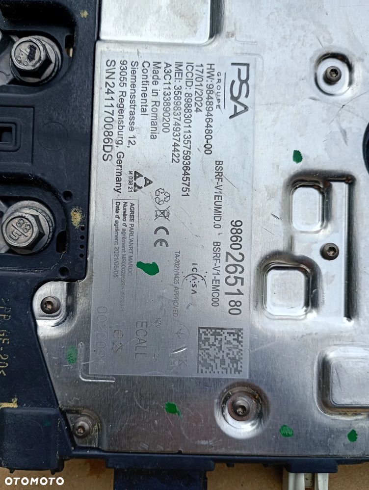 PEUGEOT 408 II P54 ASTRA L VI 2023 ANTENA PŁETWA DACHOWA 9860265180 - 4