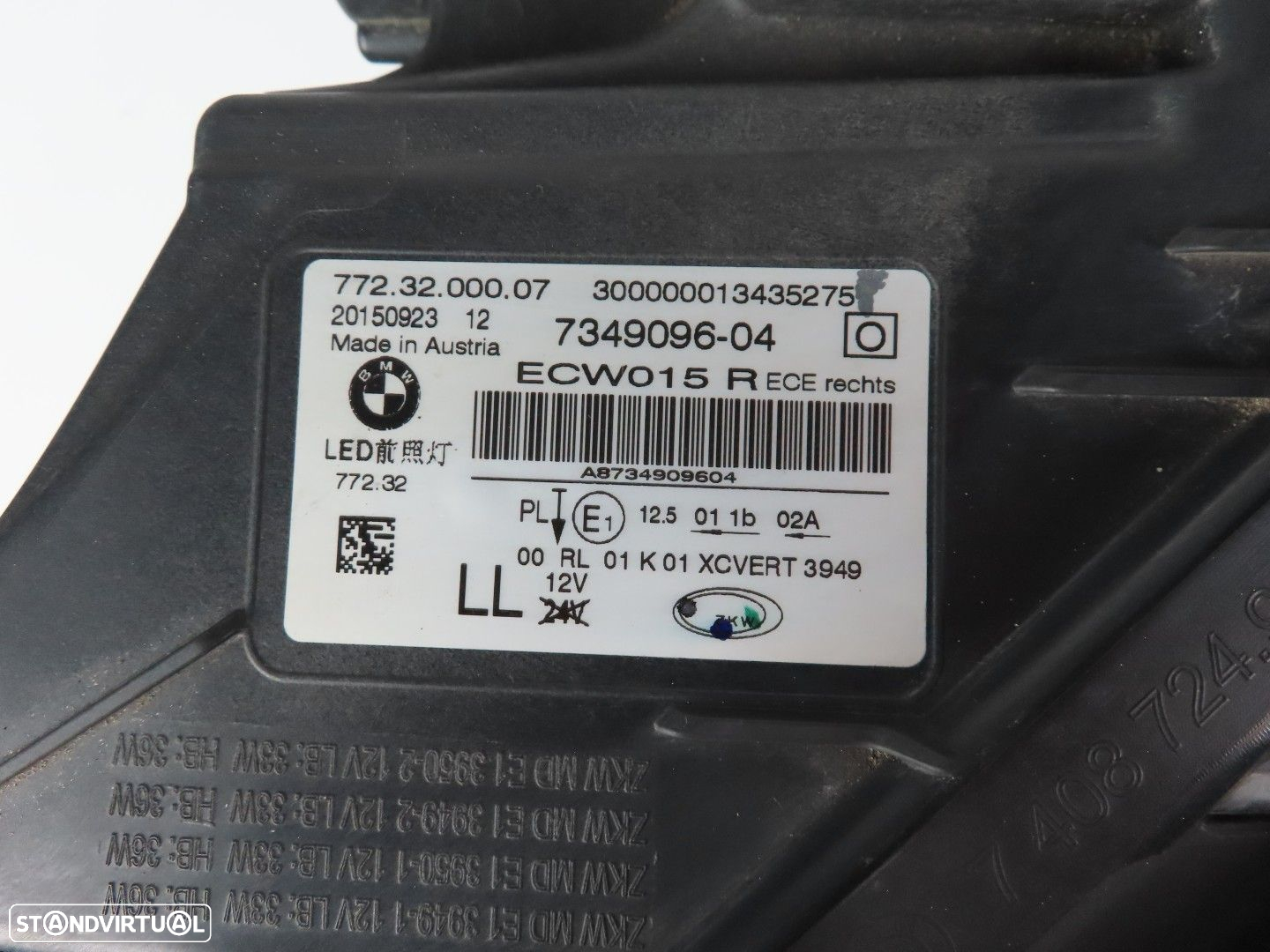 Farol LED AHL Direcional Direito Usado / Original BMW 7 (G11, G12) 63117408716 /... - 6