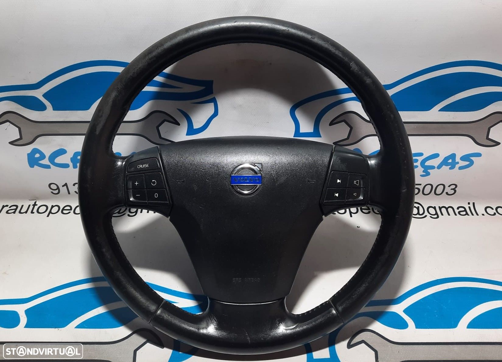 VOLANTE GUIADOR COMPLETO VOLVO PELE COMANDOS MULTIFUNÇÕES AIRBAG PV55150060 55150060 SV55150001 55150001 VOLVO V50 545 FASE II 2 2.0D 136CV D4204T - 1