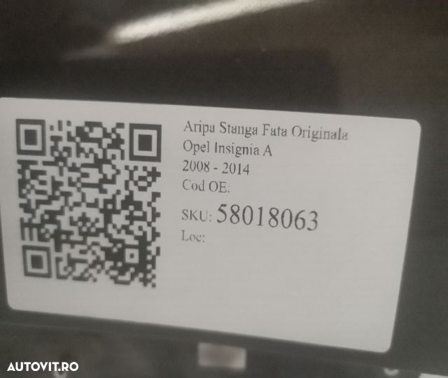 Aripa Stanga Fata Originala Opel  Insignia  A [2008 - 2014] - 7