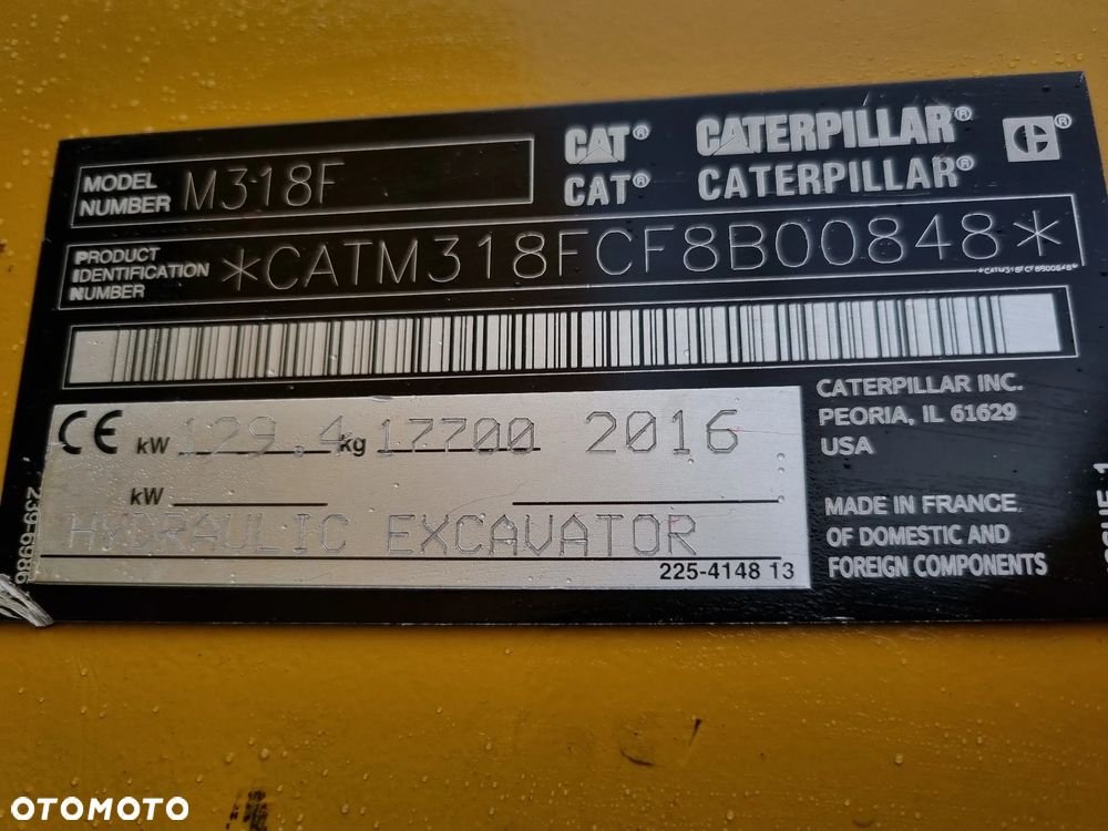 Caterpillar M318F Koparka CAT 18ton 2017r jak Nowa 6200mtg z Norwegii 3x łamane ramię smarowanie centralne Oryginał KLIMA KAMERY 6 cylindrów - 14