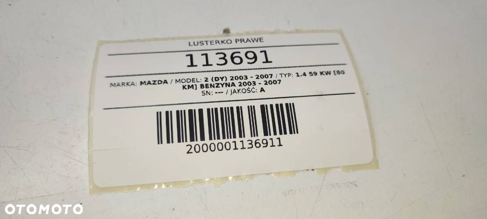 LUSTERKO PRAWE CHROM MAZDA 2 DY EUROPA 5 PIN - 10