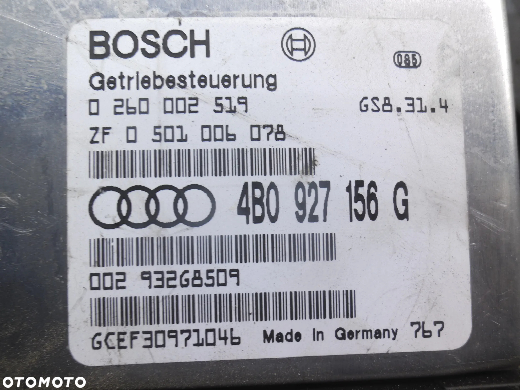 AUDI A6 2.8L V6 JEDNOSTKA STERUJĄCA SKRZYNIĄ BIEGÓW 4B0927156G 0260002519 - 2