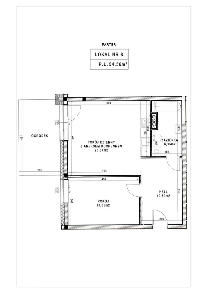 Mieszkanie Nr 8 - Parter - 54,56m2