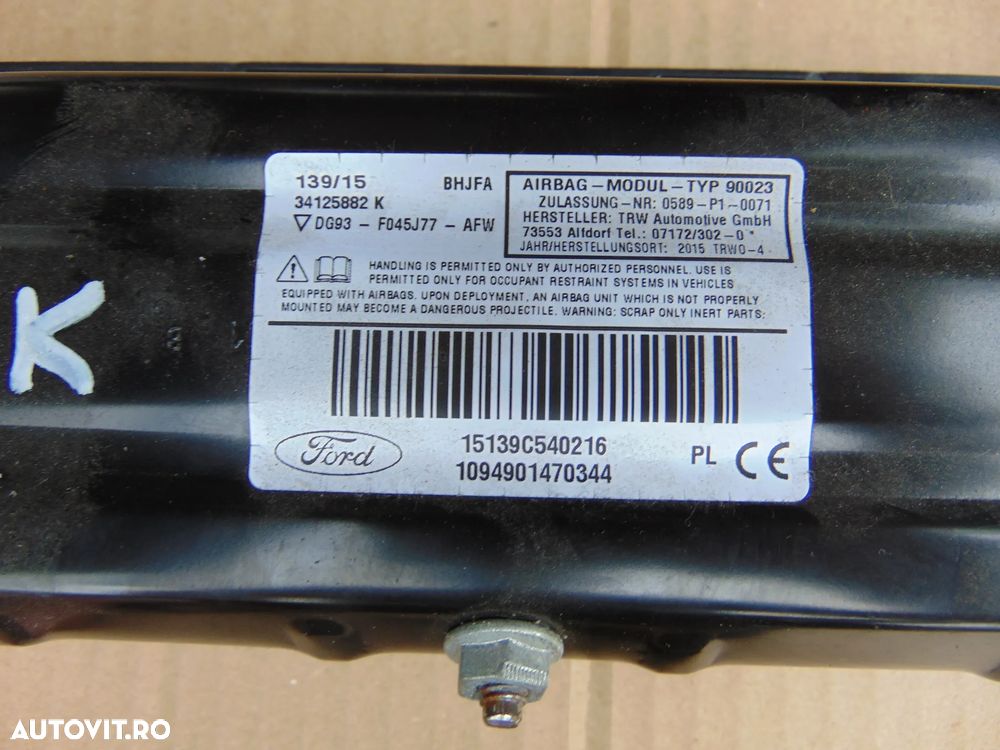 Plansa bord Ford Mondeo Mk5 an 2014-2022 airbag sofer pasager genunchi centuri fata stanga dreapta modul airbag-uri - 10