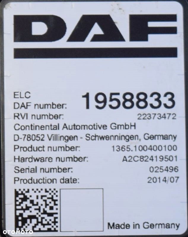 STEROWNIK MODUŁ ŚWIATEŁ DAF XF 106 EURO 6 1958833 - 4
