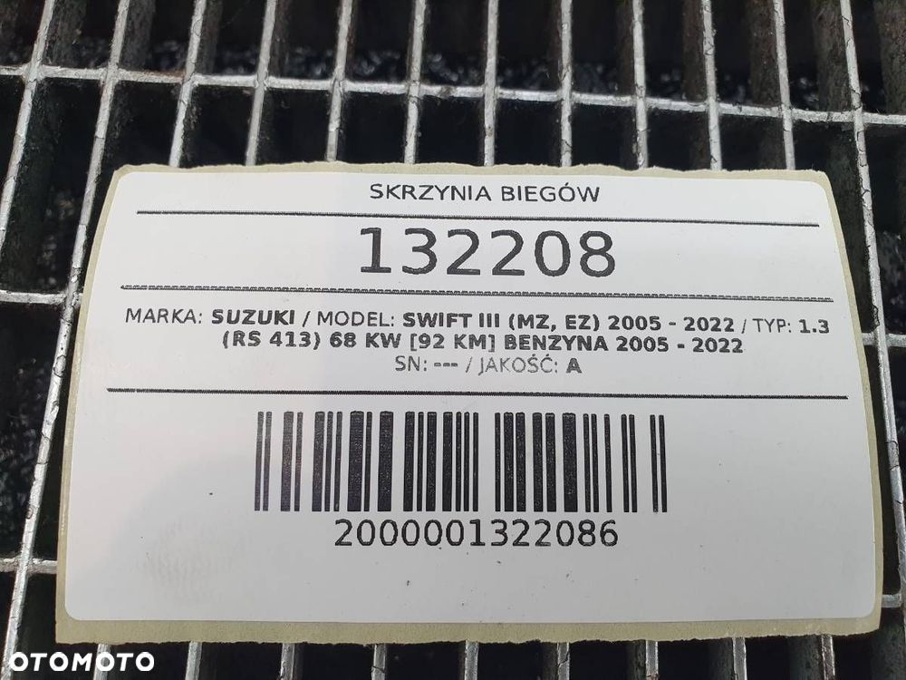 SKRZYNIA BIEGÓW MANUALNA P30 SWIFT IV MK6 1.3 B 92 - 6